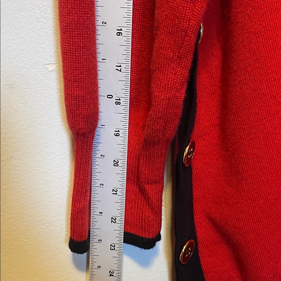Chicos Cashmere Blend Sweater Women’s 3P XLP Red Black Trim Side Button Tunic - Picture 11 of 11